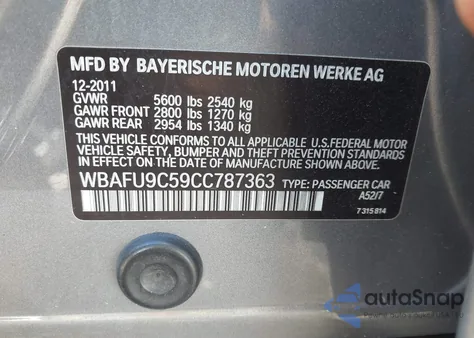 2012 BMW 550I xDrive z USA, uszkodzony, nr VIN WBAFU9C59CC787363